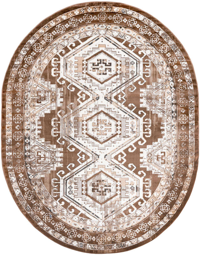Brown 7' 10 x 10' Charlotte Oval Area Rug 100% Polypropylene With Jute Backing Traditional Classical Durable Carpet for Living Dining Office Rooms for Sale at Rug Engine