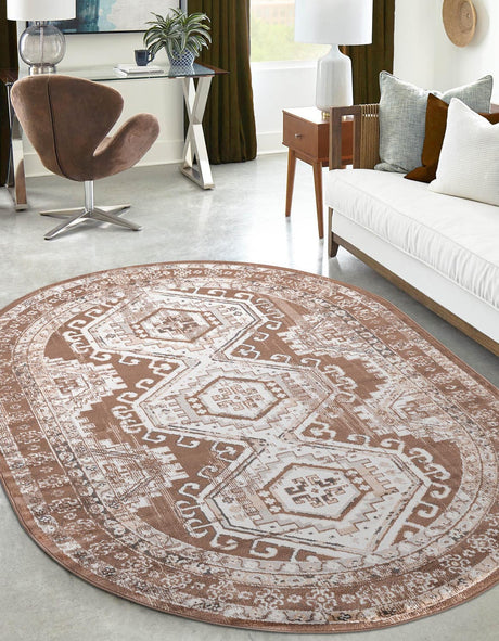 Brown 7' 10 x 10' Charlotte Oval Area Rug 100% Polypropylene With Jute Backing Traditional Classical Durable Carpet for Living Dining Office Rooms for Sale at Rug Engine
