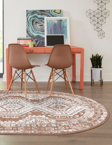 Brown 5' 3 x 8' Charlotte Oval Area Rug 100% Polypropylene With Jute Backing Traditional Classical Durable Carpet for Living Dining Office Rooms for Sale at Rug Engine
