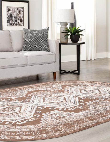 Brown 7' 10 x 10' Charlotte Oval Area Rug 100% Polypropylene With Jute Backing Traditional Classical Durable Carpet for Living Dining Office Rooms for Sale at Rug Engine