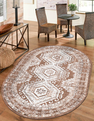 Brown 7' 10 x 10' Charlotte Oval Area Rug 100% Polypropylene With Jute Backing Traditional Classical Durable Carpet for Living Dining Office Rooms for Sale at Rug Engine
