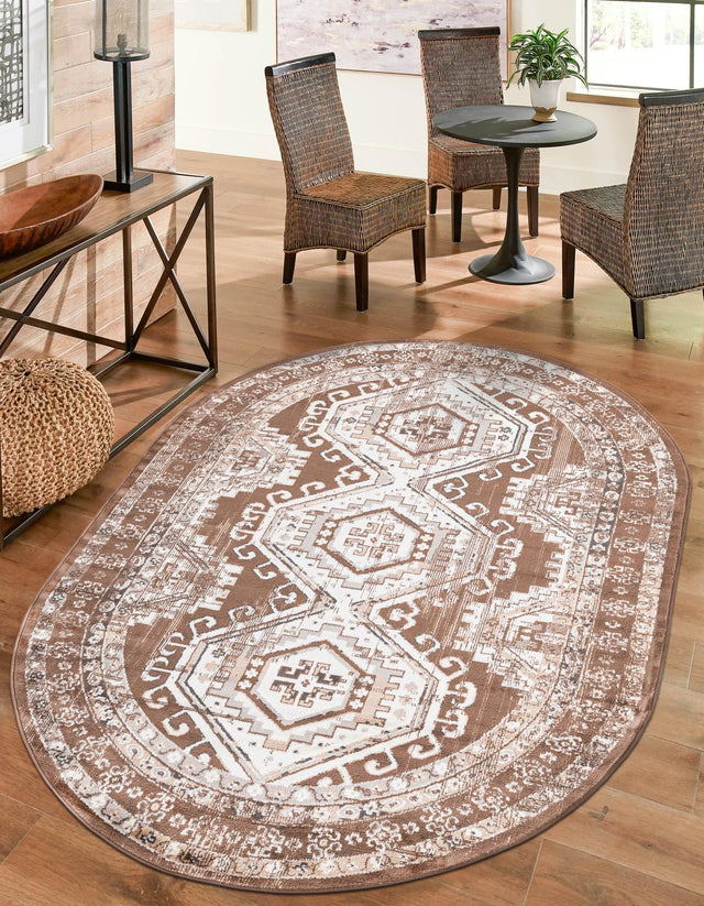 Brown 7' 10 x 10' Charlotte Oval Area Rug 100% Polypropylene With Jute Backing Traditional Classical Durable Carpet for Living Dining Office Rooms for Sale at Rug Engine
