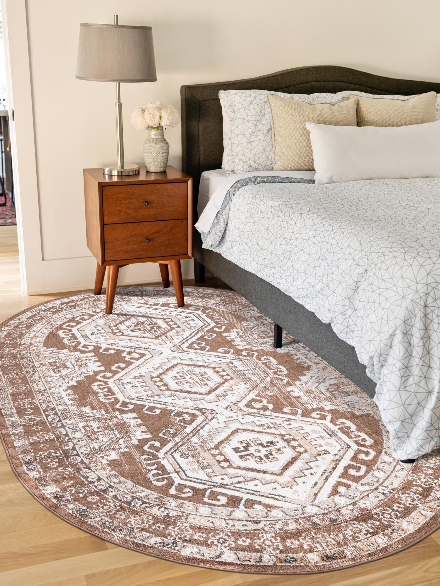Brown 7' 10 x 10' Charlotte Oval Area Rug 100% Polypropylene With Jute Backing Traditional Classical Durable Carpet for Living Dining Office Rooms for Sale at Rug Engine