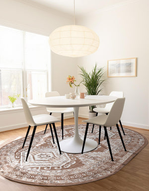 Brown 4' 1 x 6' 1 Charlotte Oval Area Rug 100% Polypropylene With Jute Backing Traditional Classical Durable Carpet for Living Dining Office Rooms for Sale at Rug Engine