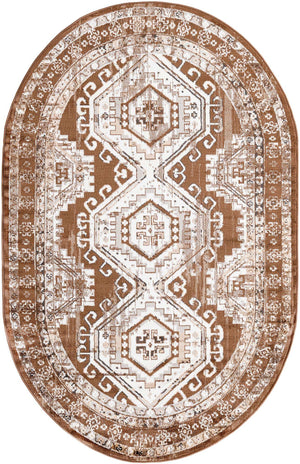 Brown 5' 3 x 8' Charlotte Oval Area Rug 100% Polypropylene With Jute Backing Traditional Classical Durable Carpet for Living Dining Office Rooms for Sale at Rug Engine
