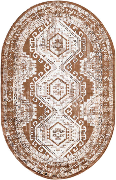 Brown 5' 3 x 8' Charlotte Oval Area Rug 100% Polypropylene With Jute Backing Traditional Classical Durable Carpet for Living Dining Office Rooms for Sale at Rug Engine