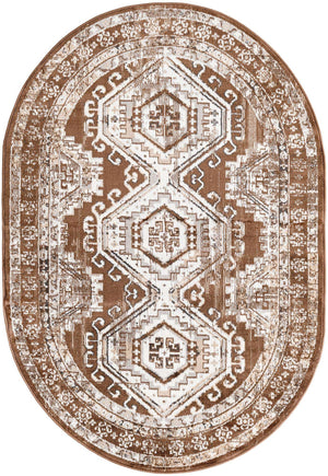 Brown 4' 1 x 6' 1 Charlotte Oval Area Rug 100% Polypropylene With Jute Backing Traditional Classical Durable Carpet for Living Dining Office Rooms for Sale at Rug Engine