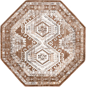 Brown 7' 10 x 7' 10 Charlotte Octagon Area Rug 100% Polypropylene With Jute Backing Traditional Classical Durable Carpet for Living Dining Office Rooms for Sale at Rug Engine