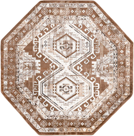 Brown 7' 10 x 7' 10 Charlotte Octagon Area Rug 100% Polypropylene With Jute Backing Traditional Classical Durable Carpet for Living Dining Office Rooms for Sale at Rug Engine