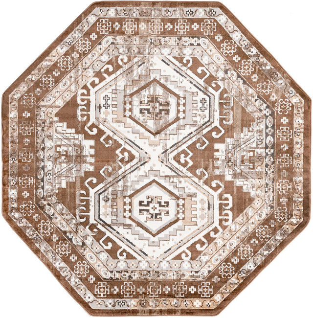 Brown 7' 10 x 7' 10 Charlotte Octagon Area Rug 100% Polypropylene With Jute Backing Traditional Classical Durable Carpet for Living Dining Office Rooms for Sale at Rug Engine