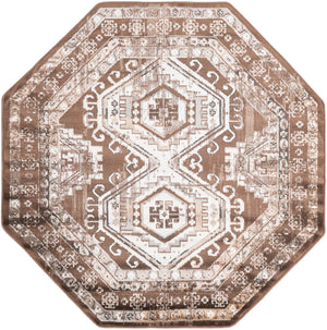 Brown 5' 3 x 5' 3 Charlotte Octagon Area Rug 100% Polypropylene With Jute Backing Traditional Classical Durable Carpet for Living Dining Office Rooms for Sale at Rug Engine