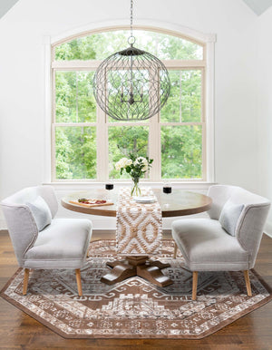 Brown 7' 10 x 7' 10 Charlotte Octagon Area Rug 100% Polypropylene With Jute Backing Traditional Classical Durable Carpet for Living Dining Office Rooms for Sale at Rug Engine