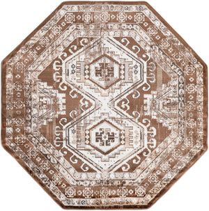 Brown 5' 3 x 5' 3 Charlotte Octagon Area Rug 100% Polypropylene With Jute Backing Traditional Classical Durable Carpet for Living Dining Office Rooms for Sale at Rug Engine