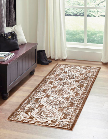 Brown 2' x 10' Charlotte Runner Area Rug 100% Polypropylene With Jute Backing Traditional Classical Durable Carpet for Living Dining Office Rooms for Sale at Rug Engine