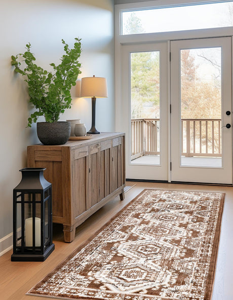 Brown 2' x 10' Charlotte Runner Area Rug 100% Polypropylene With Jute Backing Traditional Classical Durable Carpet for Living Dining Office Rooms for Sale at Rug Engine