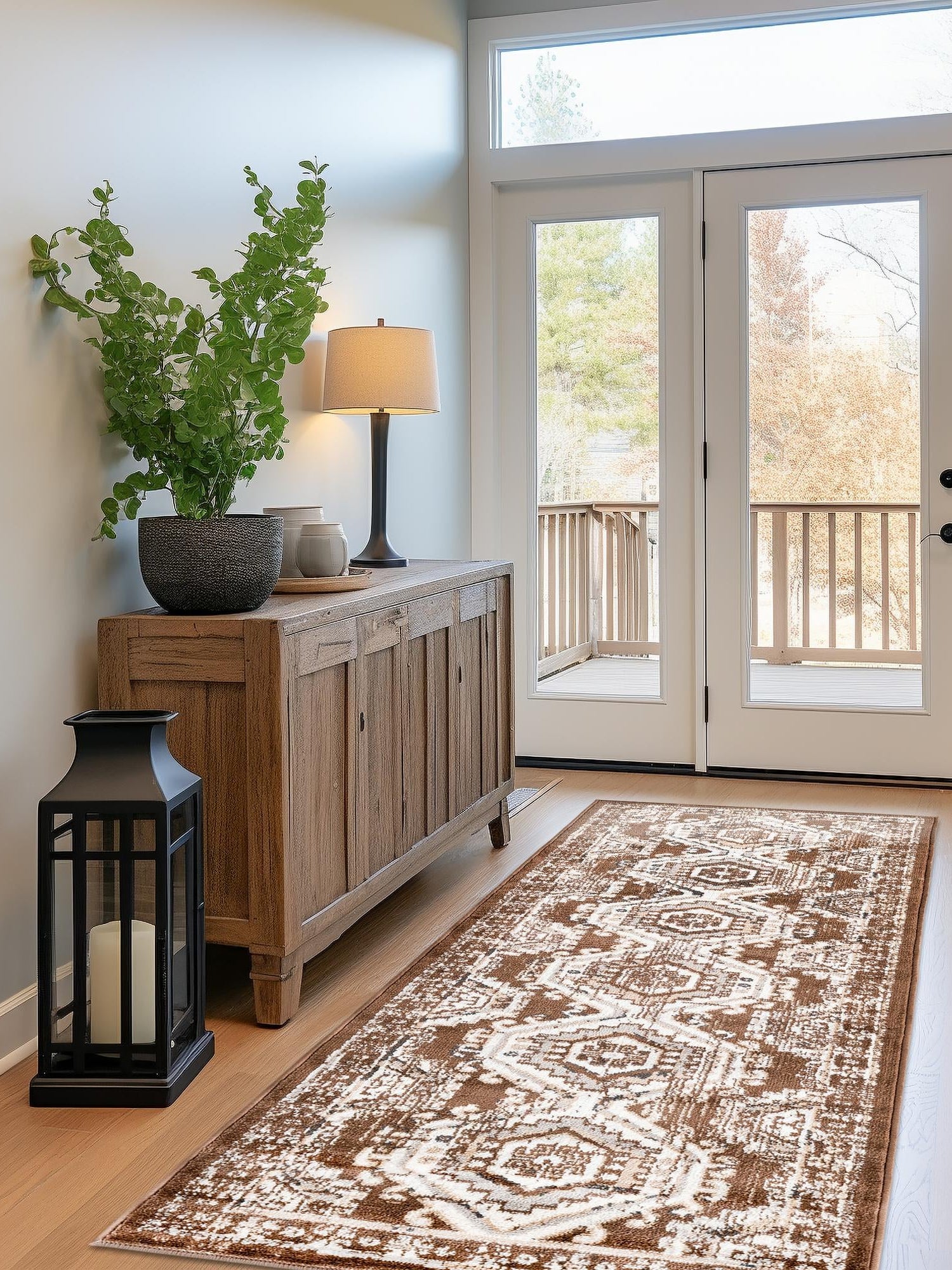 Brown 3' 1 x 13' 1 Charlotte Runner Area Rug 100% Polypropylene With Jute Backing Traditional Classical Durable Carpet for Living Dining Office Rooms for Sale at Rug Engine