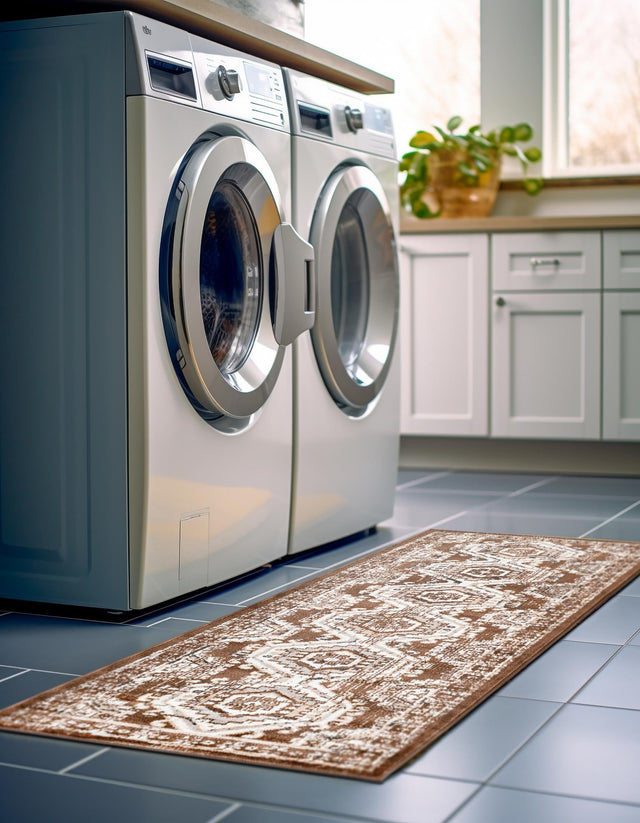Brown 3' 1 x 16' 5 Charlotte Runner Area Rug 100% Polypropylene With Jute Backing Traditional Classical Durable Carpet for Living Dining Office Rooms for Sale at Rug Engine
