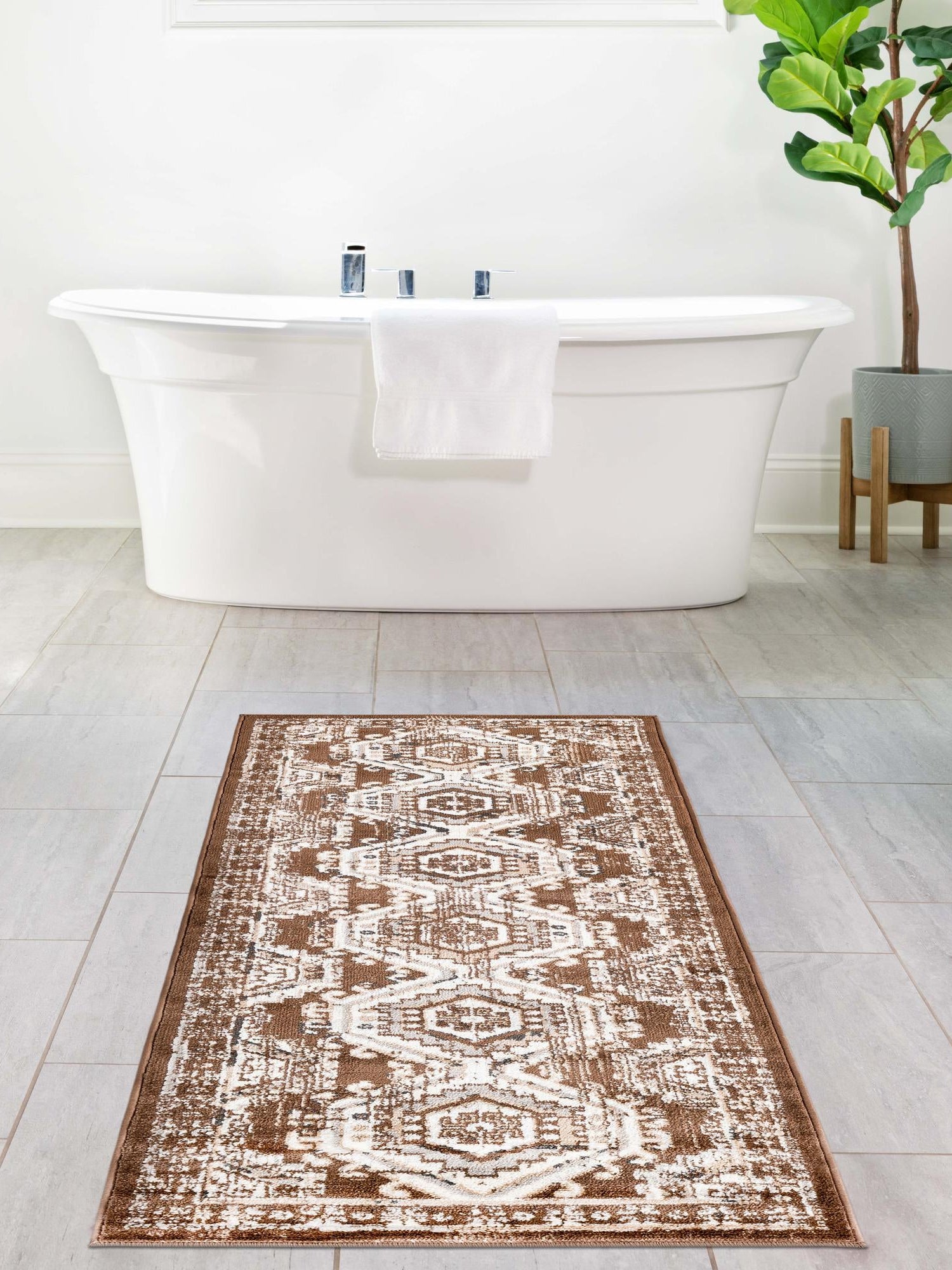 Brown 2' x 6' 1 Charlotte Runner Area Rug 100% Polypropylene With Jute Backing Traditional Classical Durable Carpet for Living Dining Office Rooms for Sale at Rug Engine