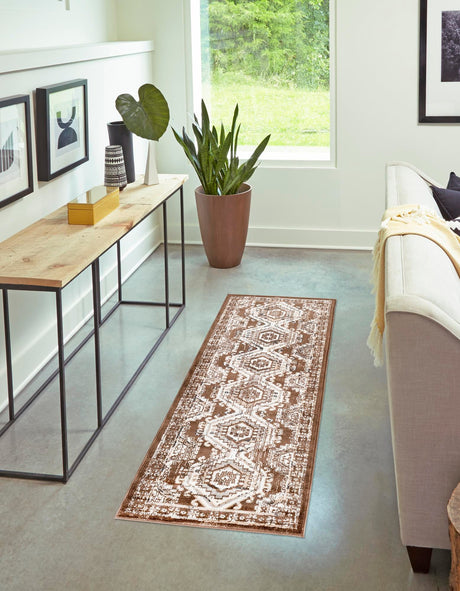 Brown 3' 1 x 16' 5 Charlotte Runner Area Rug 100% Polypropylene With Jute Backing Traditional Classical Durable Carpet for Living Dining Office Rooms for Sale at Rug Engine