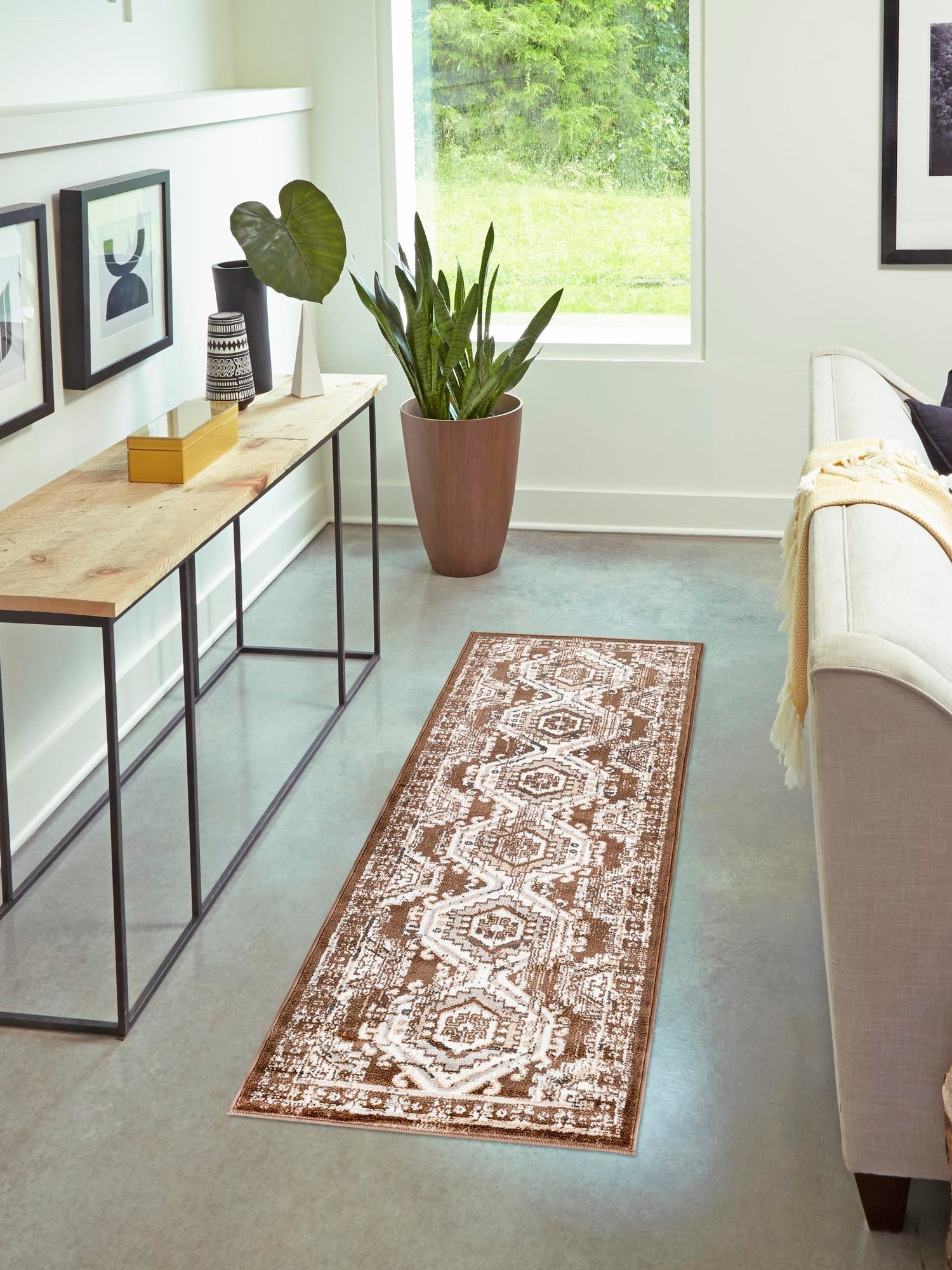 Brown 3' 1 x 13' 1 Charlotte Runner Area Rug 100% Polypropylene With Jute Backing Traditional Classical Durable Carpet for Living Dining Office Rooms for Sale at Rug Engine