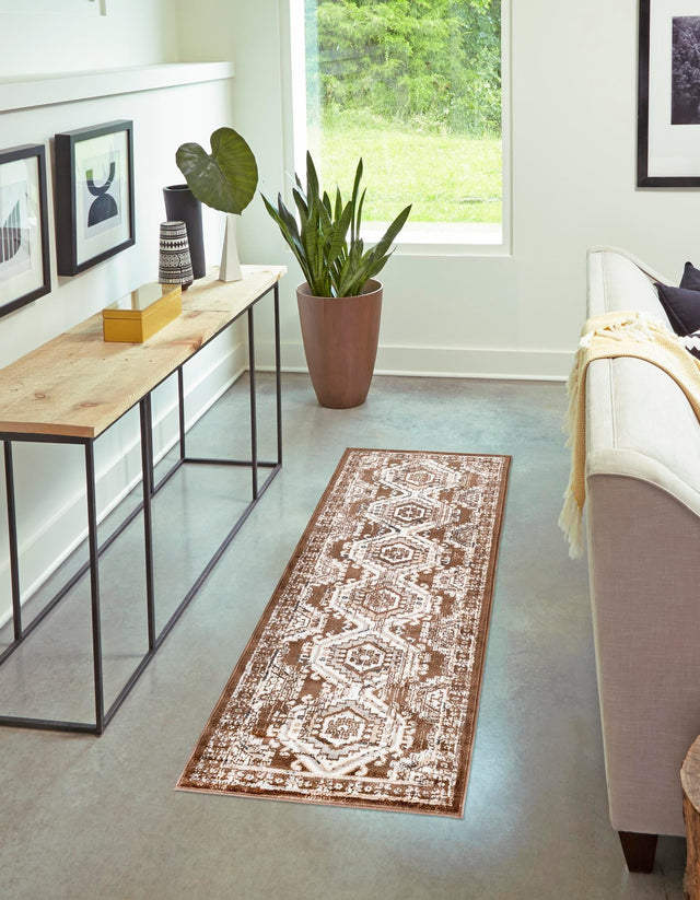 Brown 2' x 8' Charlotte Runner Area Rug 100% Polypropylene With Jute Backing Traditional Classical Durable Carpet for Living Dining Office Rooms for Sale at Rug Engine