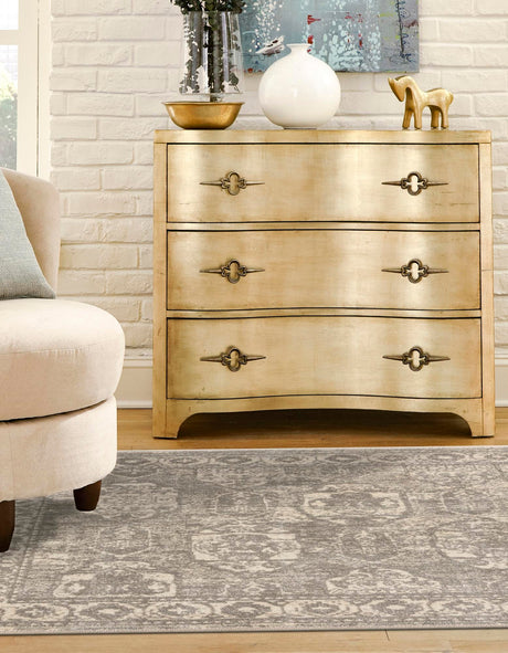 Gray 3' 11 x 3' 11 Lola Square Area Rug Polypropylene With Jute Backing Traditional Pattern Easy Clean Carpet for Home Interior Design for Sale at Rug Engine