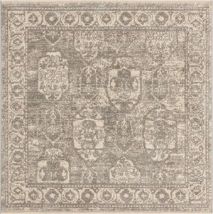 Gray 3' 11 x 3' 11 Lola Square Area Rug Polypropylene With Jute Backing Traditional Pattern Easy Clean Carpet for Home Interior Design for Sale at Rug Engine