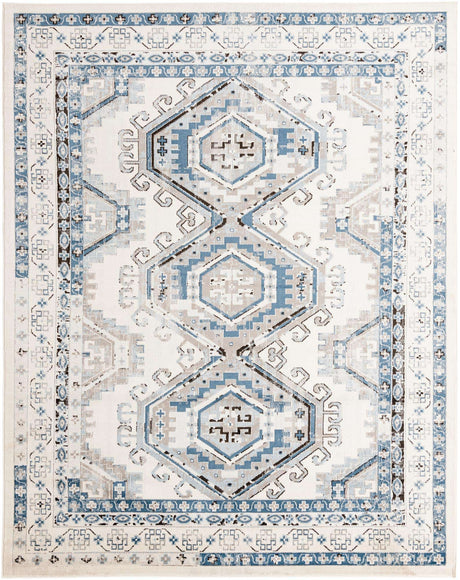 Ivory Aqua 7' 10 x 10' Charlotte Rectangle Area Rug 100% Polypropylene With Jute Backing Traditional Classical Durable Carpet for Living Dining Office Rooms for Sale at Rug Engine