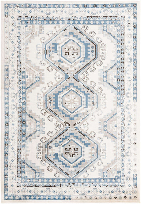 Ivory Aqua 7' 1 x 10' Charlotte Rectangle Area Rug 100% Polypropylene With Jute Backing Traditional Classical Durable Carpet for Living Dining Office Rooms for Sale at Rug Engine