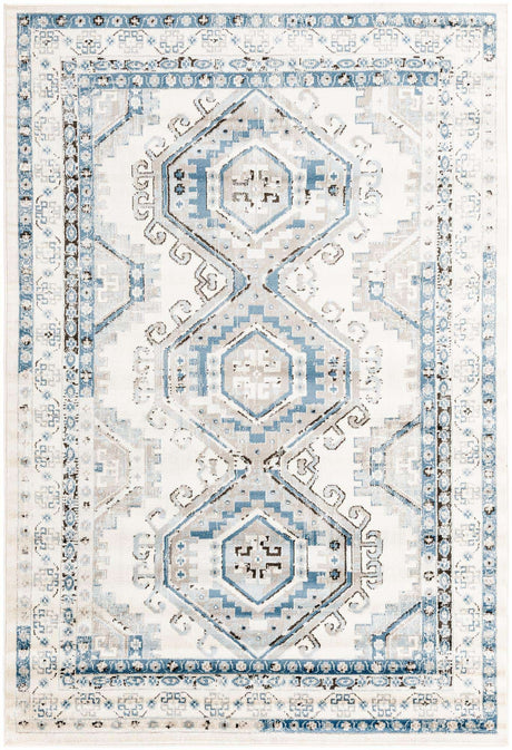 Ivory Aqua 6' 1 x 9' Charlotte Rectangle Area Rug 100% Polypropylene With Jute Backing Traditional Classical Durable Carpet for Living Dining Office Rooms for Sale at Rug Engine