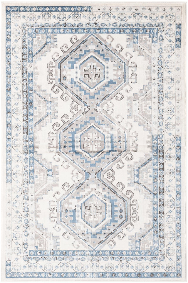 Ivory Aqua 5' 3 x 8' Charlotte Rectangle Area Rug 100% Polypropylene With Jute Backing Traditional Classical Durable Carpet for Living Dining Office Rooms for Sale at Rug Engine