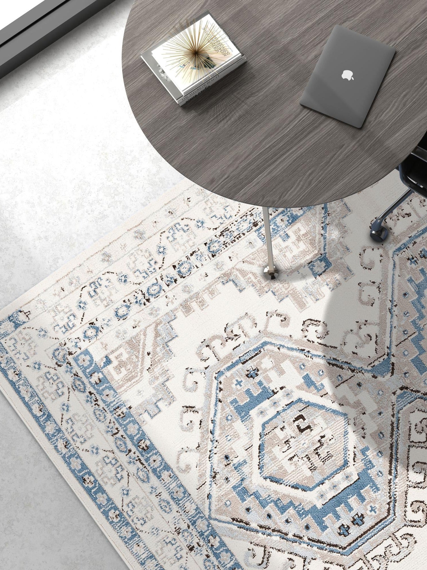 Ivory Aqua 7' 1 x 10' Charlotte Rectangle Area Rug 100% Polypropylene With Jute Backing Traditional Classical Durable Carpet for Living Dining Office Rooms for Sale at Rug Engine