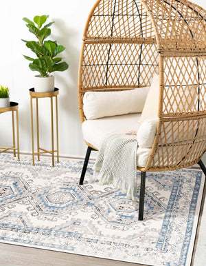 Ivory Aqua 2' x 3' 1 Charlotte Rectangle Area Rug 100% Polypropylene With Jute Backing Traditional Classical Durable Carpet for Living Dining Office Rooms for Sale at Rug Engine