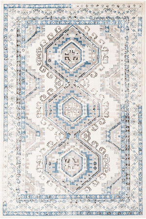 Ivory Aqua 5' 3 x 8' Charlotte Rectangle Area Rug 100% Polypropylene With Jute Backing Traditional Classical Durable Carpet for Living Dining Office Rooms for Sale at Rug Engine