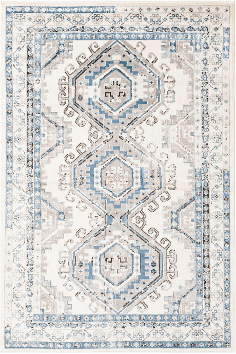 Ivory Aqua 5' 3 x 8' Charlotte Rectangle Area Rug 100% Polypropylene With Jute Backing Traditional Classical Durable Carpet for Living Dining Office Rooms for Sale at Rug Engine