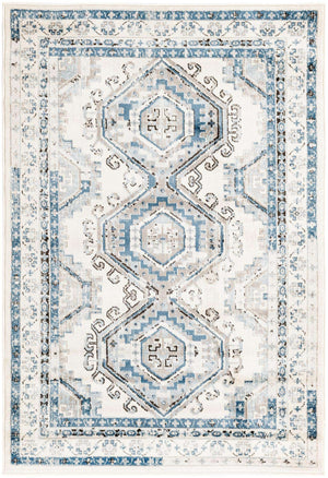 Ivory Aqua 4' 1 x 6' 1 Charlotte Rectangle Area Rug 100% Polypropylene With Jute Backing Traditional Classical Durable Carpet for Living Dining Office Rooms for Sale at Rug Engine