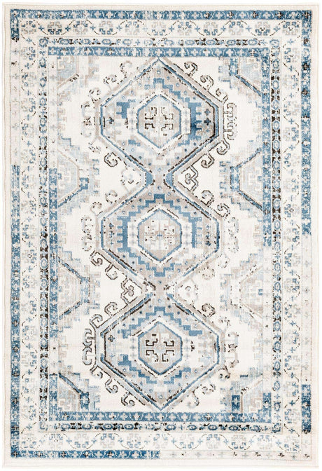 Ivory Aqua 4' 1 x 6' 1 Charlotte Rectangle Area Rug 100% Polypropylene With Jute Backing Traditional Classical Durable Carpet for Living Dining Office Rooms for Sale at Rug Engine