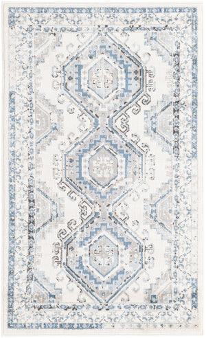 Ivory Aqua 3' 1 x 5' 3 Charlotte Rectangle Area Rug 100% Polypropylene With Jute Backing Traditional Classical Durable Carpet for Living Dining Office Rooms for Sale at Rug Engine