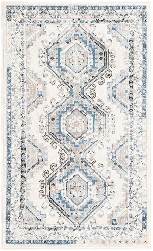 Ivory Aqua 3' 1 x 5' 3 Charlotte Rectangle Area Rug 100% Polypropylene With Jute Backing Traditional Classical Durable Carpet for Living Dining Office Rooms for Sale at Rug Engine