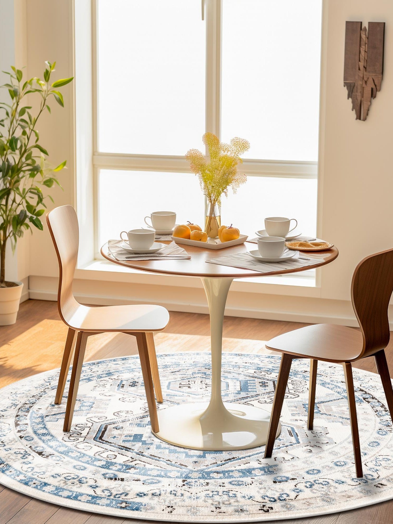 Ivory Aqua 3' 1 x 3' 1 Charlotte Round Area Rug 100% Polypropylene With Jute Backing Traditional Classical Durable Carpet for Living Dining Office Rooms for Sale at Rug Engine