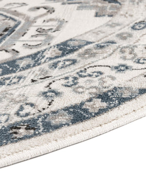 Ivory Aqua 7' 10 x 7' 10 Charlotte Round Area Rug 100% Polypropylene With Jute Backing Traditional Classical Durable Carpet for Living Dining Office Rooms for Sale at Rug Engine