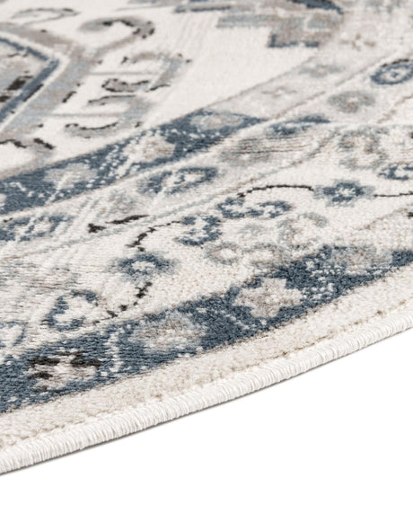 Ivory Aqua 7' 10 x 7' 10 Charlotte Round Area Rug 100% Polypropylene With Jute Backing Traditional Classical Durable Carpet for Living Dining Office Rooms for Sale at Rug Engine