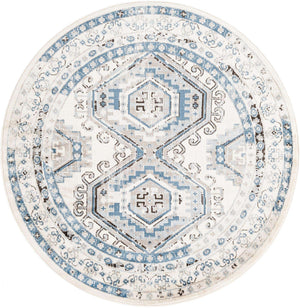 Ivory Aqua 5' 3 x 5' 3 Charlotte Round Area Rug 100% Polypropylene With Jute Backing Traditional Classical Durable Carpet for Living Dining Office Rooms for Sale at Rug Engine