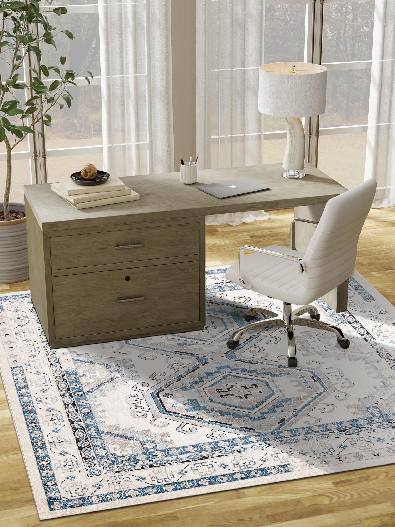 Ivory Aqua 5' 3 x 5' 3 Charlotte Square Area Rug 100% Polypropylene With Jute Backing Traditional Classical Durable Carpet for Living Dining Office Rooms for Sale at Rug Engine