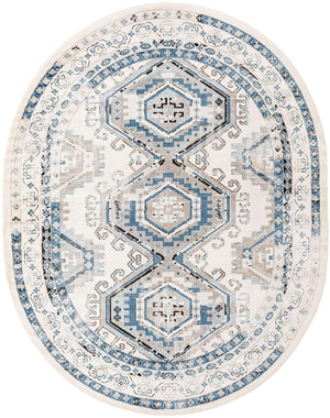 Ivory Aqua 7' 10 x 10' Charlotte Oval Area Rug 100% Polypropylene With Jute Backing Traditional Classical Durable Carpet for Living Dining Office Rooms for Sale at Rug Engine