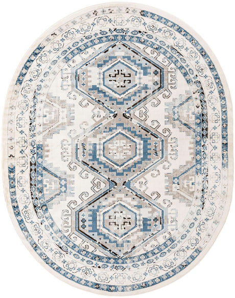 Ivory Aqua 7' 10 x 10' Charlotte Oval Area Rug 100% Polypropylene With Jute Backing Traditional Classical Durable Carpet for Living Dining Office Rooms for Sale at Rug Engine