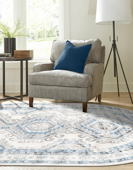Ivory Aqua 4' 1 x 6' 1 Charlotte Oval Area Rug 100% Polypropylene With Jute Backing Traditional Classical Durable Carpet for Living Dining Office Rooms for Sale at Rug Engine