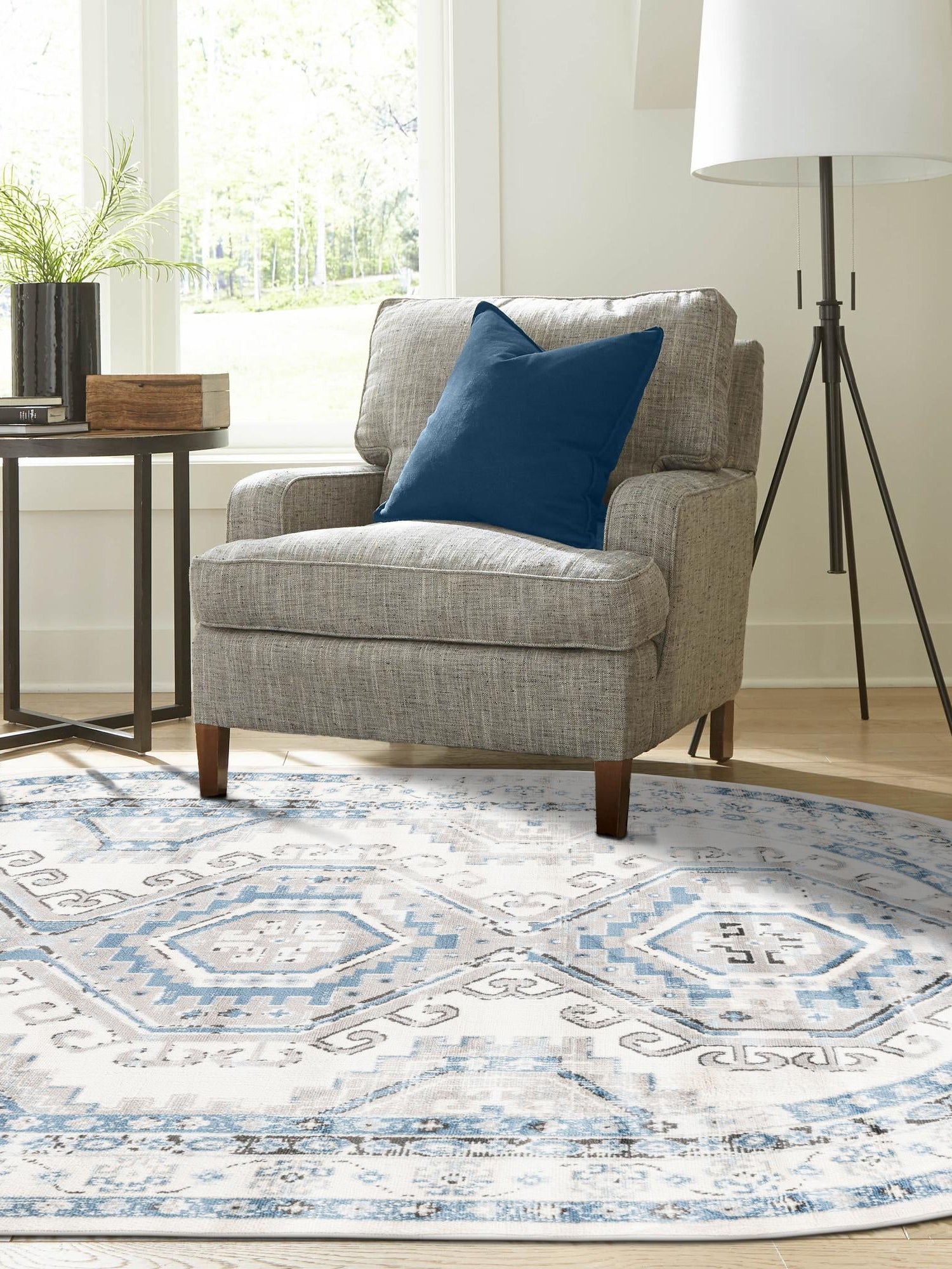 Ivory Aqua 5' 3 x 8' Charlotte Oval Area Rug 100% Polypropylene With Jute Backing Traditional Classical Durable Carpet for Living Dining Office Rooms for Sale at Rug Engine