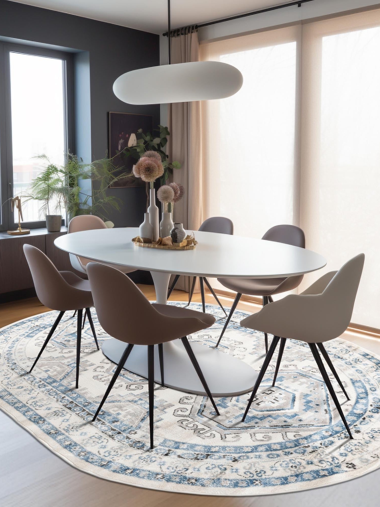 Ivory Aqua 5' 3 x 8' Charlotte Oval Area Rug 100% Polypropylene With Jute Backing Traditional Classical Durable Carpet for Living Dining Office Rooms for Sale at Rug Engine