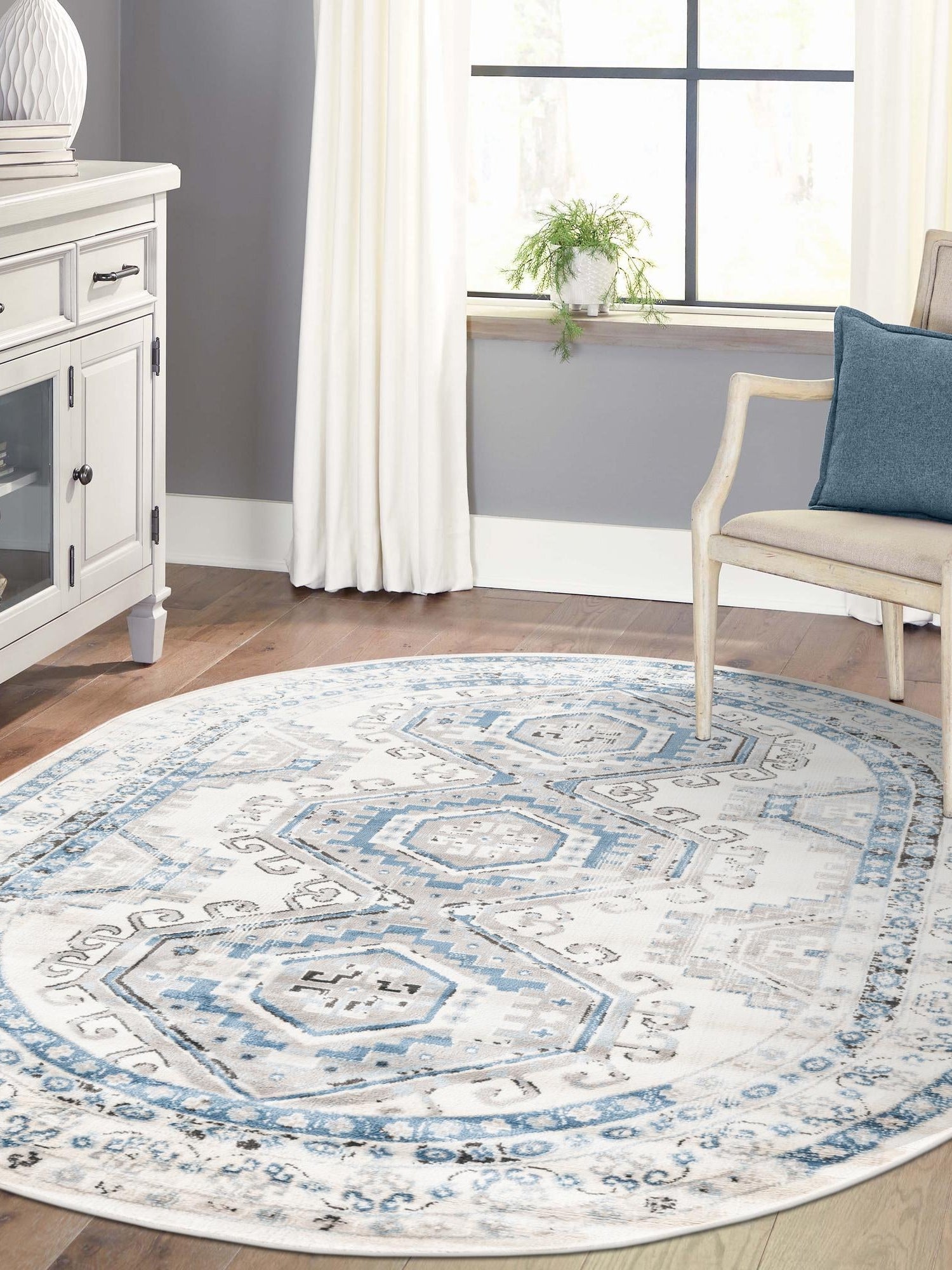 Ivory Aqua 5' 3 x 8' Charlotte Oval Area Rug 100% Polypropylene With Jute Backing Traditional Classical Durable Carpet for Living Dining Office Rooms for Sale at Rug Engine